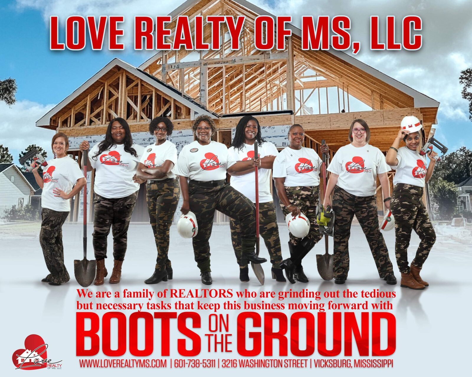 A group of women standing in front of a building.